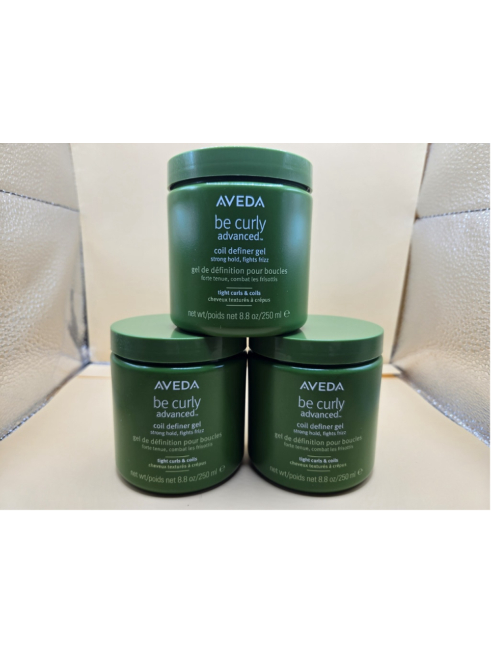 Lot of 3 Aveda Be Curly Advanced Coil Definer Gel 8.8oz 250ml Sealed Bulk Set